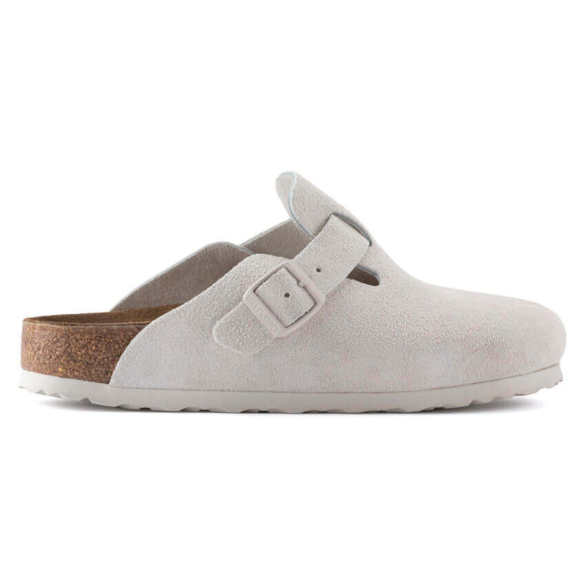 Birkenstock Boston antique white Suede Leather